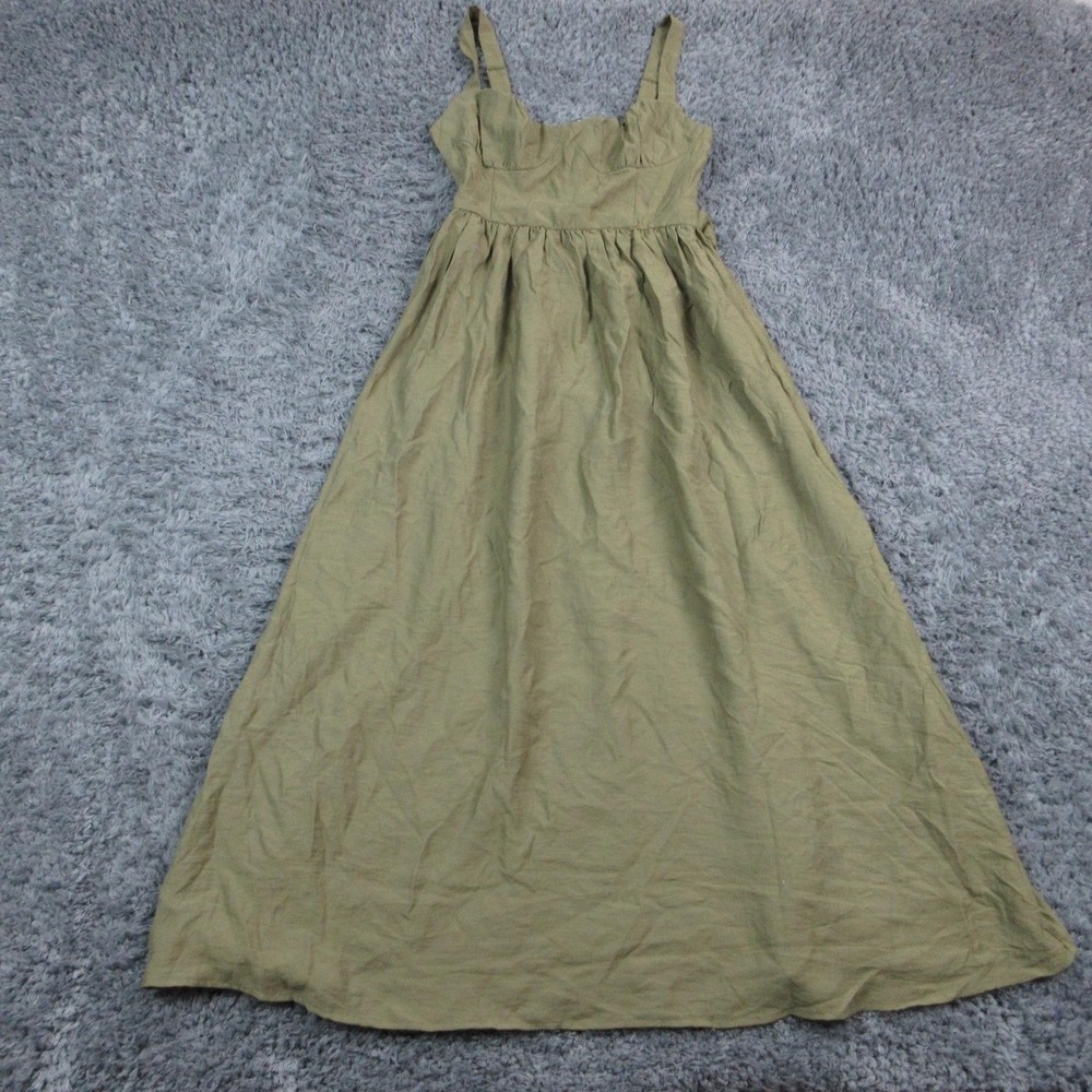 Edit By Nine Dress Womens L Green Maxi Smocked Sweetheart Strap Sundress NWT